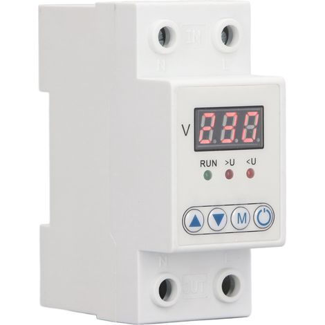 Dispositif de protection automatique de tension LED monophasé 230V CA 40A, régulateur intelligent ajustable contre surtension et sous-tension, réarmement automatique. (1/5)