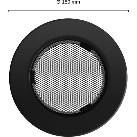 Kratki Lüftungsgitter rund Warmluftgitter Kaltluftgitter Durchmesser 150 mm schwarz (1/5)