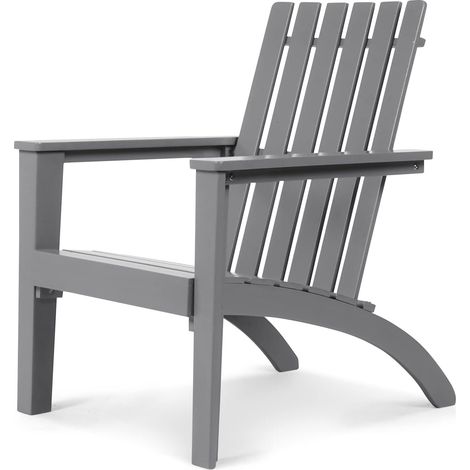 COSTWAY Sedia da Giardino in Legno, Sedia Bassa con Braccioli da esterno, Poltrone per Cortile, Piscina, Balcone e Giardino, Capacità di Carico 160 kg, 73 x 68 x 85cm (Grigio) (1/4)
