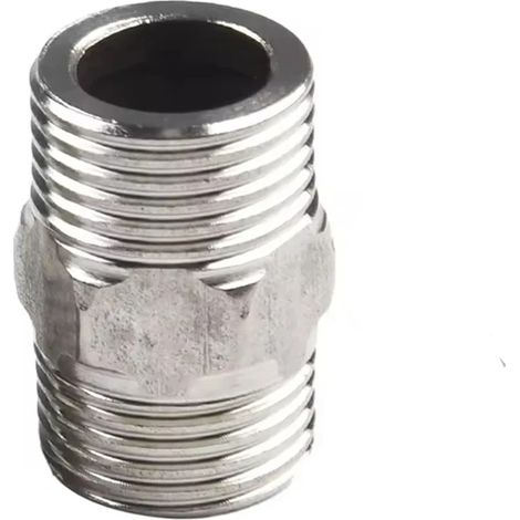 (1 pièce - 1/2") Raccord de rallonge de tuyau de douche en acier inoxydable pour tuyau extra long, adaptateur universel mâle-mâle 1/2" (1/5)