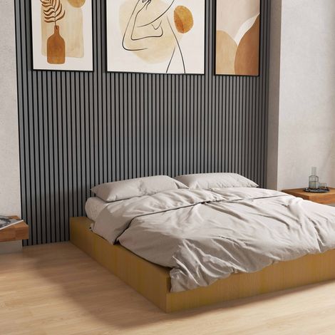 Set di 2 Pannello decorativo in legno MDF,L240xL60cm SP21mm, Pannelli fonoassorbenti scansionati in 3D con finitura effetto legno Rovere grigio (1/5)