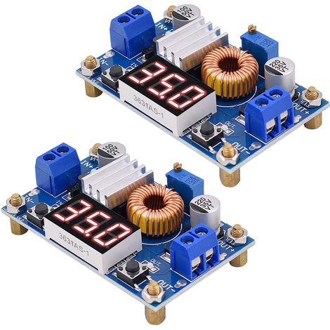 2pièces DC-DC Buck convertisseur de Tension Module d'alimentation Module abaisseur 4-38V to 1.25-36V avec Affichage LED (1/5)