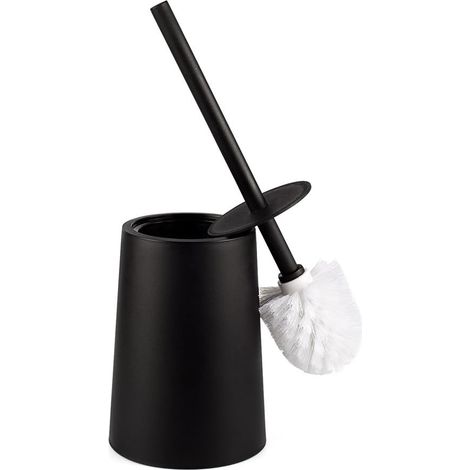 Cepillo de inodoro, cepillo de inodoro con soporte, diseño de cepillo de inodoro de plástico negro para baño (1/5)