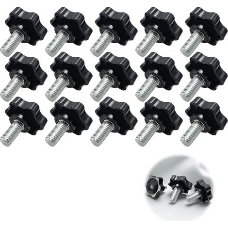 15 Pièces M8 x 30mm Vis de Serrage, Vis à Tête Étoilée, Bouton Moleté à Filetage, pour Mécanique, Équipements, Meubles, L'industrie, Machines Outils (1/5)