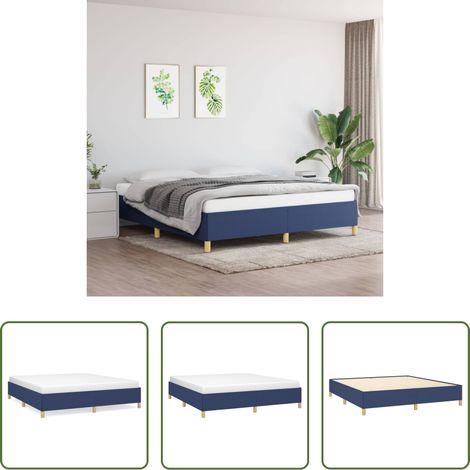Sommeil -  Cadre de lit sans matelas bleu 160x200 cm tissu (1/5)
