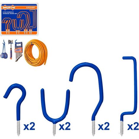 Set 8 schraubbare Wandhaken WADFOW für Werkzeuge und Garage (1/4)