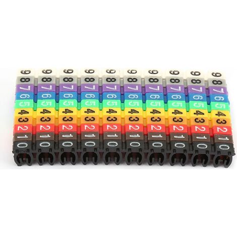 Clips Didentification De Cab Numero Etiquette Reperage Cab étiquettes De Câb,Tube de marqueur de câb de fabrication fine, numéro de fil simp en plastique,(100PCS KCM-2.5MM 2.5 square)