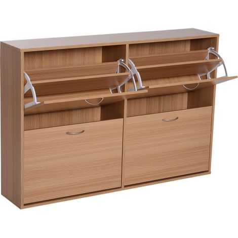 Scarpiera Salvaspazio Capacità 24 Paia Legno naturale 120x24x81 cm (1/5)