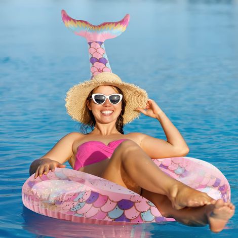 Bouée sirène gonflable, 70 x 75 cm, idéale pour la plage et les fêtes à la piscine.
