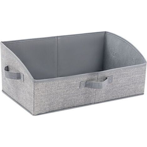 Lot de 2 paniers de rangement pour placard, bacs de rangement trapézoïdaux, paniers de rangement en tissu avec poignées, paniers de rangement pliables pour vêtements, gris, extra large (1/4)