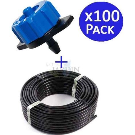 Tubo per Irrigazione a goccia 16 mm 100 metri + 100 Gocciolatori a Compensazione Automatica 8 litri all'ora