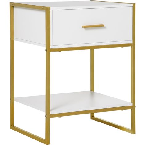 Modern Bedside Table - White