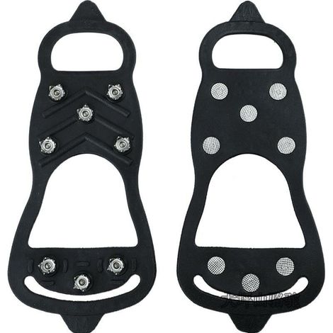 Paar 8-Zahn-Steigeisen mit Anti-Rutsch-Beschichtung für Wanderschuhe, Schnee, Spaziergänge, Nagelsteigeisen (schwarz, 24 × 7,5 × 11 cm) (1/3)