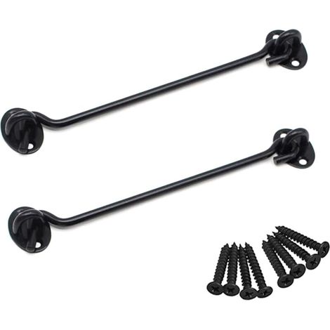 Pièces Crochet de Cabine Oeil Porte Loquet en Acier Inoxydable avec Vis 8 Pouces pour Les Portes de Garage de Porte de Hangar - Noir (1/5)