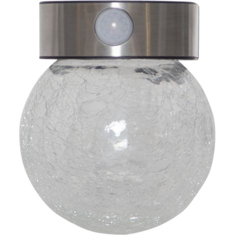 Solar Wandleuchte ,Glory', Kugelleuchte aus Crackle-Glas, Bewegungsmelder, Dämmerungssensor, Ø14,5cm (1/5)