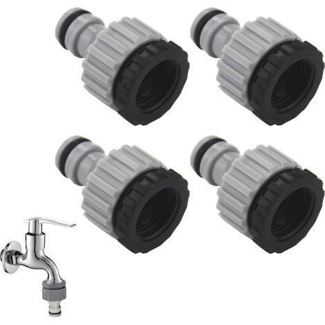 4-Piece 2-in-1 Tap Connector, Garden Hose Connector, Garden Hose End Cap, Tap Adapter (Black) (1/5)
