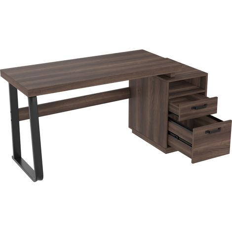 Bureau moderne minimaliste 135 x 54 cm, plateau en MDF avec tube en acier de haute qualité, très résistant, design de rangement multifonction, tiroir silencieux, rangement pour dossiers (1/5)