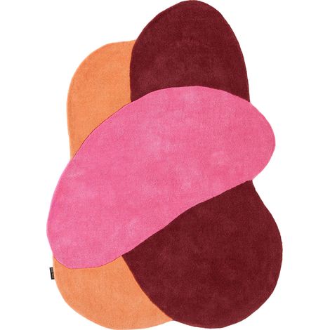 Tapis rose fait main en laine et coton motif géométrique - 133 x 190 cm (1/5)