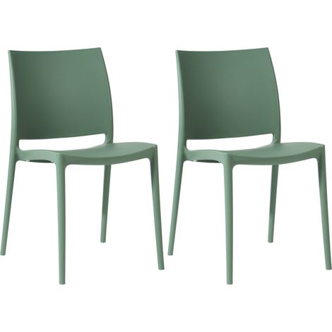 Lot de 2 chaises de jardin empilables en polypropylène vert olive résistantes aux UV et aux intempéries 100007916