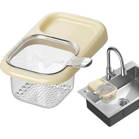 Bonde d'évier à ventouse - Panier de vidange universel - Accessoire anti-obstruction pour cuisine étudiante - Beige (1/5)
