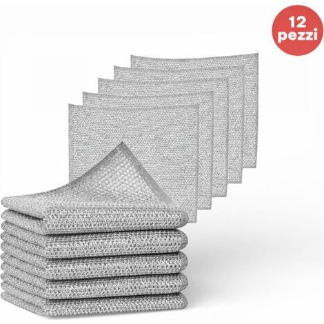 12 Pezzi Panni Spugna Antigraffio Multiuso 20x20 cm Cucina Superfici Delicate