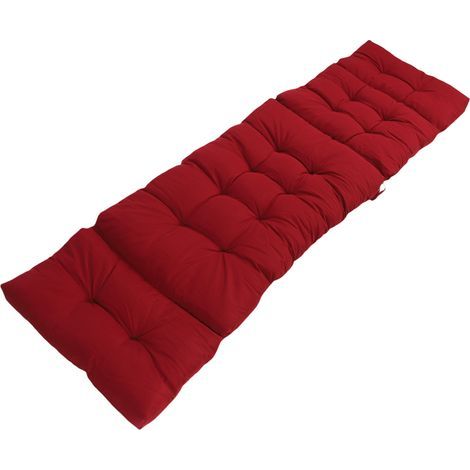 Cuscino per sdraio da interno ed esterno con lacci, impermeabile, di ricambio per piscina da giardino, 4 strati, 78,74 x 21,65 pollici, bordeaux (1/5)