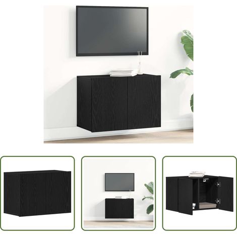 Bois d'ingénierie -  Meuble TV Chêne noir 60x30x41 cm Bois d'ingénierie (1/5)