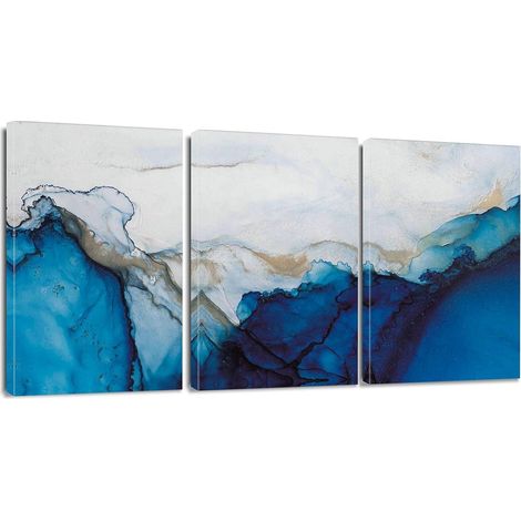 Abstract Leinwandbilder Marmor Blau Weiß Kunstdruck - Moderne Wandbild 30x40 cm (1/5)