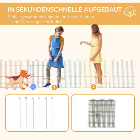 Enclos modulaire pour chiots, parc extérieur verrouillable en métal, Ø120 x 60 cm (H), coloris variés (1/4)