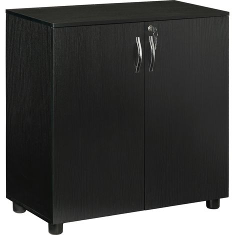 Two-Tier Locking Office Storage Cabinet - Black (1/5)