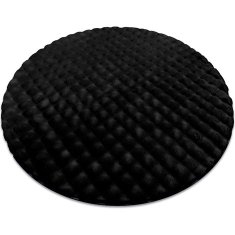 Teppich BUBBLE Kreis schwarz 25 IMITATION VON KANINCHENFELL 3D - strukturell black rund 80 cm