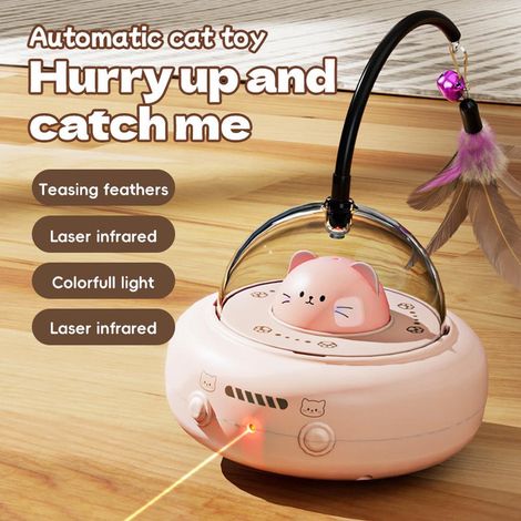 Automatic Motion Cat Toy Equipped with Feather, Misty Glow Cat Attractor with Color Changing Light (1/5)