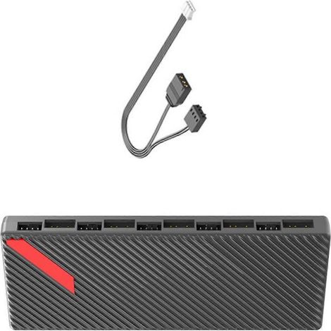 Répartiteur PWM et ARGB 1 vers 10 avec fermeture magnétique, contrôleur ARGB, contrôleur de ventilateur 5 V 3 broches pour boîtier PC, noir (1/5)