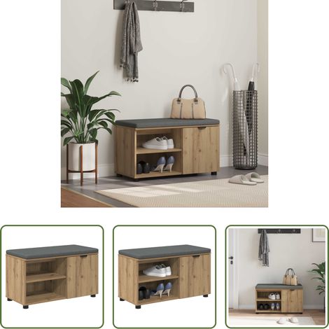 vidaXL Rangement d'entrée - Banc d'entrée avec coussin Chêne Artisanal 80 x 38 x 46 cm (1/5)