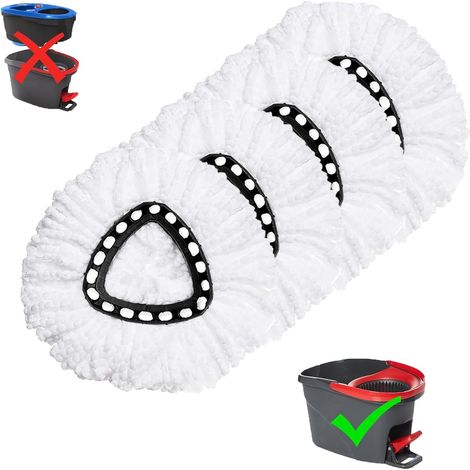 Lot de 4 têtes de rechange pour balai rotatif O-Ceda EasyWrin, recharges de serpillère en microfibre, nettoyage facile (1/5)