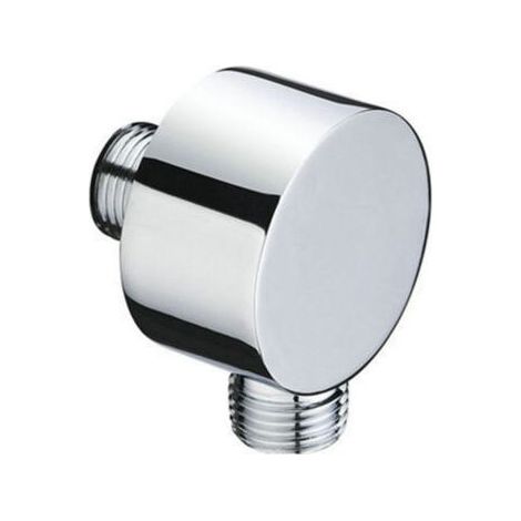 Conector redondo para manguera - Codo cromado para montaje en pared - Latón - Universal - 1/2" - Conexión para arena - Conector de ducha de pared para ducha de mano (1/4)
