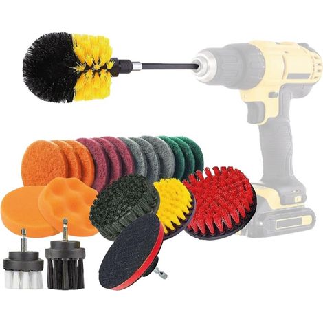 Brosses de nettoyage pour perceuses et tournevis + tampons, 22 pièces amio-02594 (1/2)