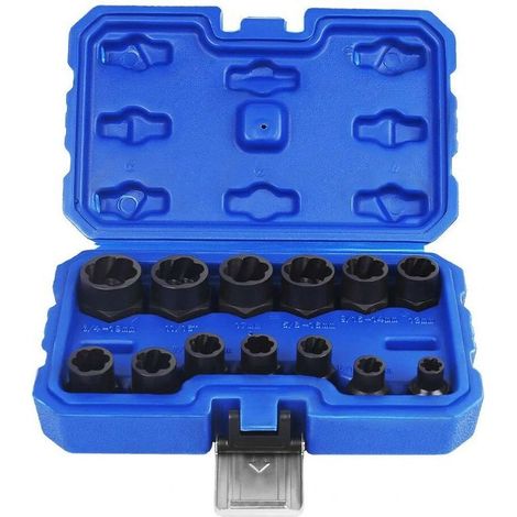 13-piece Impact Damaged Bolt Nut Extractor Socket Tool Set Bolt Nut Screw Removal Wrench (1/5)