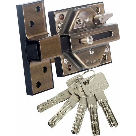 Cerrojo alta seguridad 7930r acabado bronce ingles 97930rbi lince (1/3)