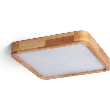 LED-Deckenleuchte 20W Eckig Holz 400x400 mm CCT Wählbar Kayu Holz