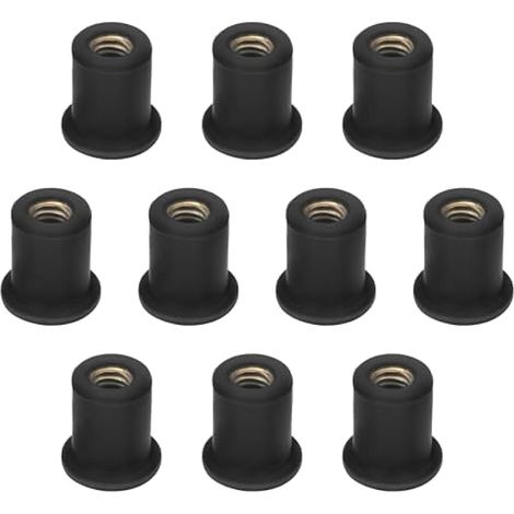 10 pièces écrous caoutchouc M6 pare-brise moto, inserts laiton écrous de carénage compatibles Honda et Suzuki (1/4)