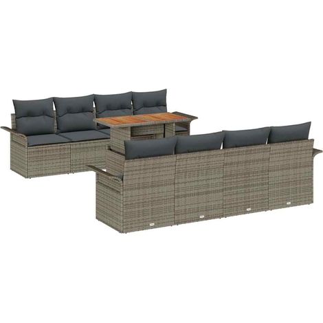 Garden Sofa Set with Storage 9 pcs Grey Poly rattan vidaXL (1/5)