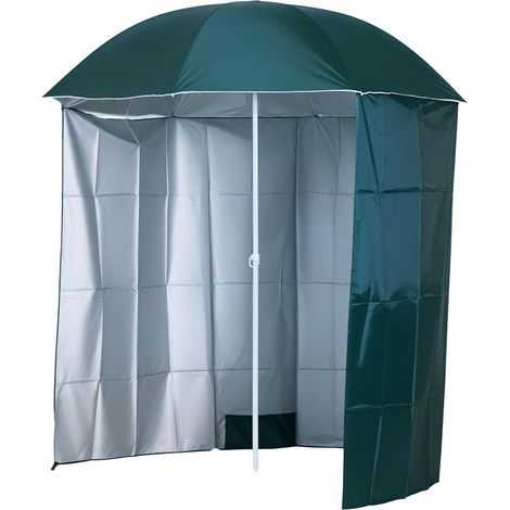 Parasol de terrasse avec panneau latéral Ø220x220 cm, ouverture manuelle, 8 baleenes en acier et sac de transport vert