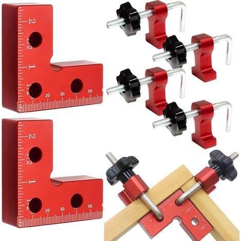Lot de 2 équerres de positionnement à 90 degrés - Pinces à angle droit en alliage d'aluminium -Outils de travail du bois