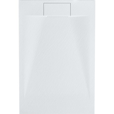Plato de ducha minimalista con desagüe SMC efecto piedra natural 80 x 120 x 3 cm blanco Azzurro