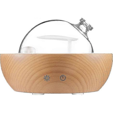 Diffuseur d'huiles essentielles en verre avec base en bois véritable, diffuseur d'aromathérapie amélioré 2022, humidificateur à diffusion d'arômes