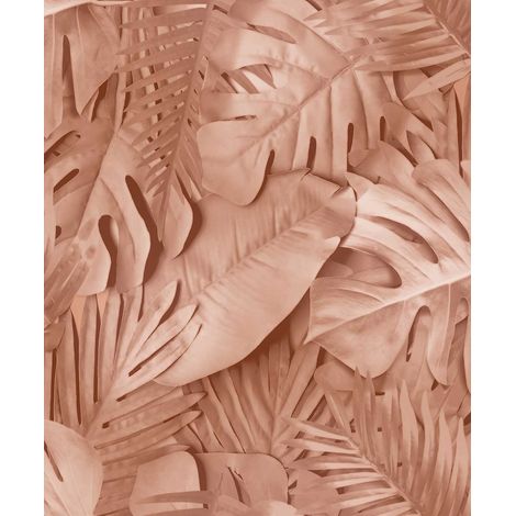 Papier peint feuillage tropical terracotta chic
