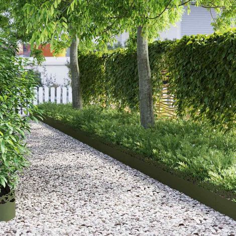 Rasenkanten 20 pcs Olive Grün 103 x 0,05 x 22 cm Stahl