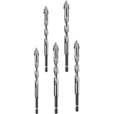 Lntyq Lot de 5 forets excentriques de précision pour carreaux de verre, pour créer des trous dans divers matériaux (1/5)