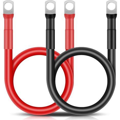 Car Battery Cable 16mm² 50 cm 5AWG 12V Battery Inverter Cable with M8 Lugs with Eyelets for Trucks, Cars, Motorcycles, Marine, Solar, Red and Black (1/5)